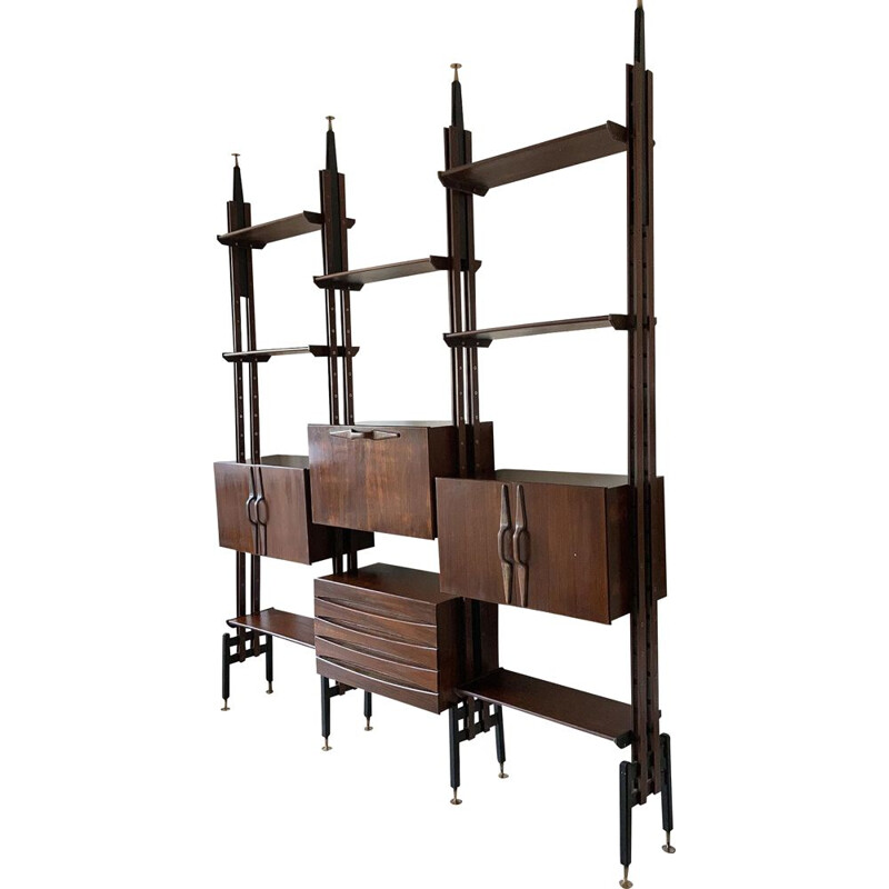 Vintage Modular rosewood bookcase to Franco Albini, 1960s
