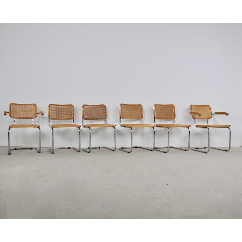 Lot de 6 chaises vintage B32 par Marcel Breuer