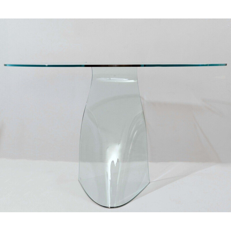 Vintage 'Dama' bent glass console by Makio Hasuike for FIAM, Italy