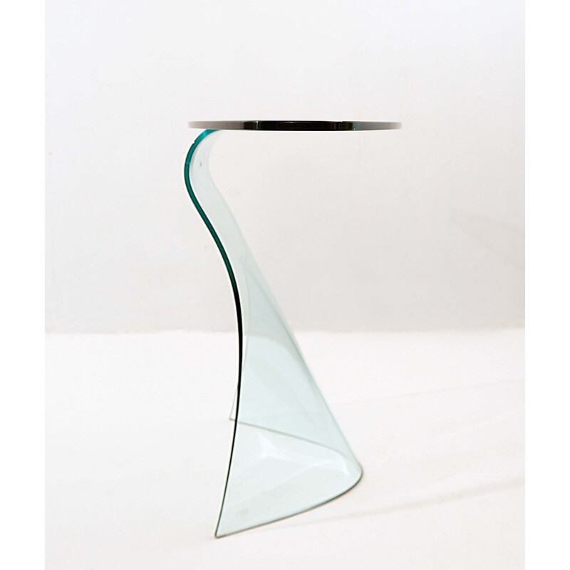 Vintage 'Dama' bent glass console by Makio Hasuike for FIAM, Italy