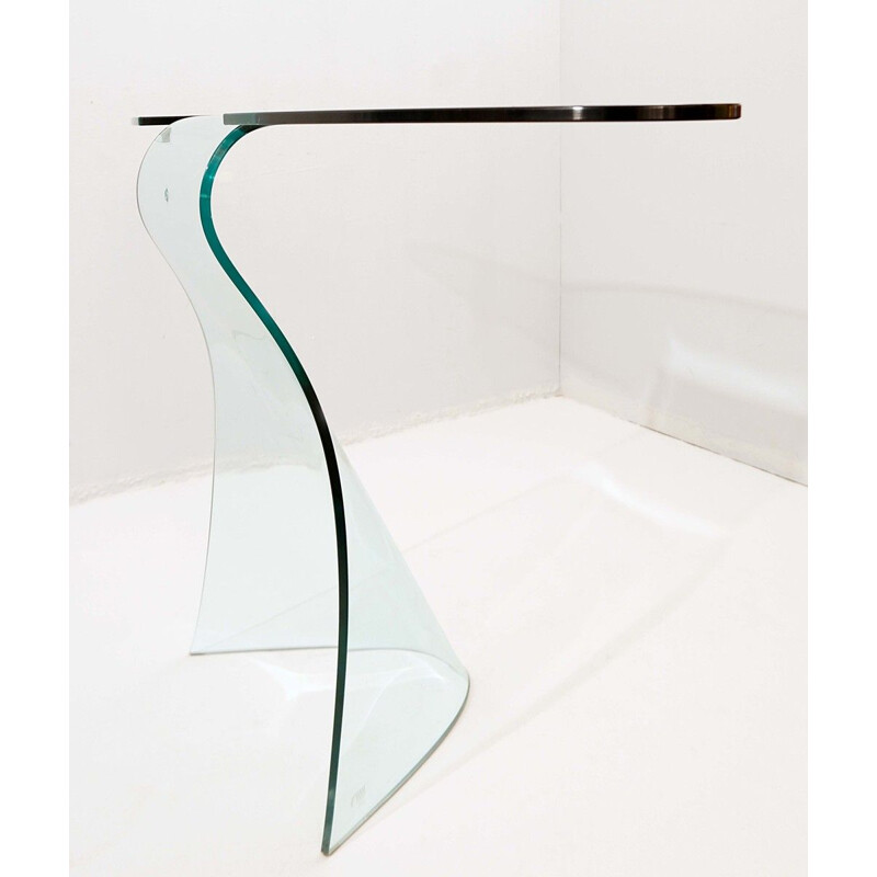 Vintage 'Dama' bent glass console by Makio Hasuike for FIAM, Italy