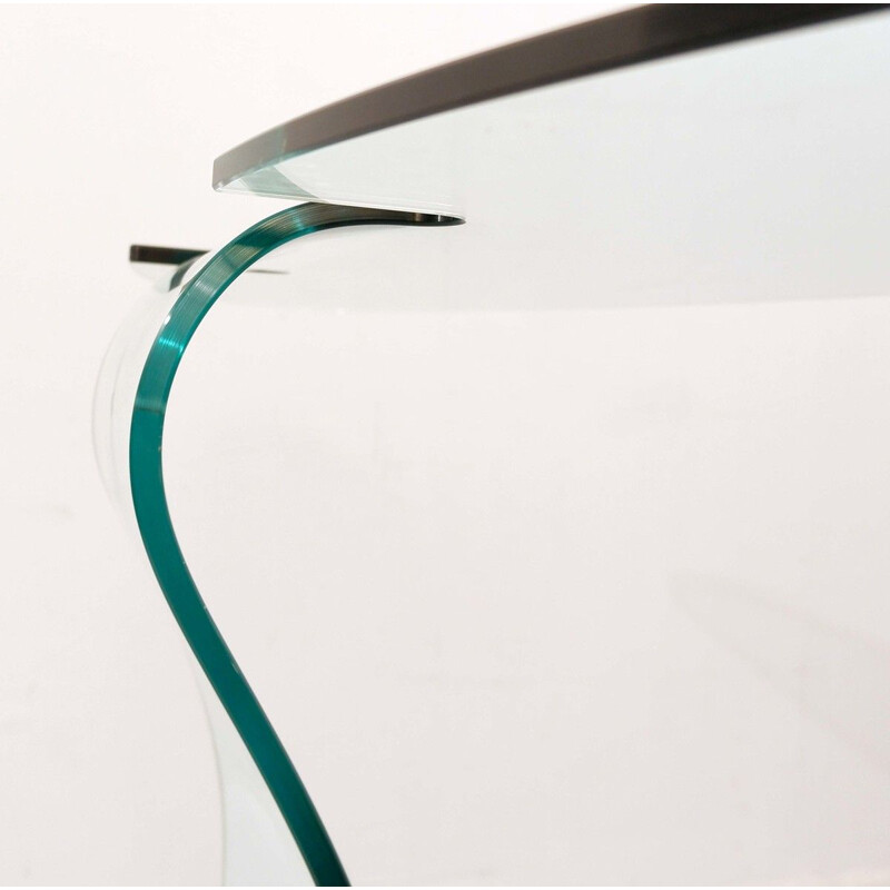 Vintage 'Dama' bent glass console by Makio Hasuike for FIAM, Italy