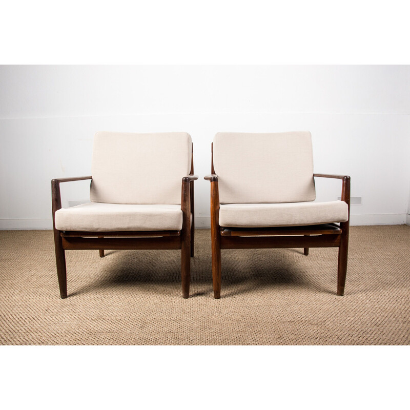 Pair of vintage teak armchairs by Ib Kofod Larsen, Dane 1960