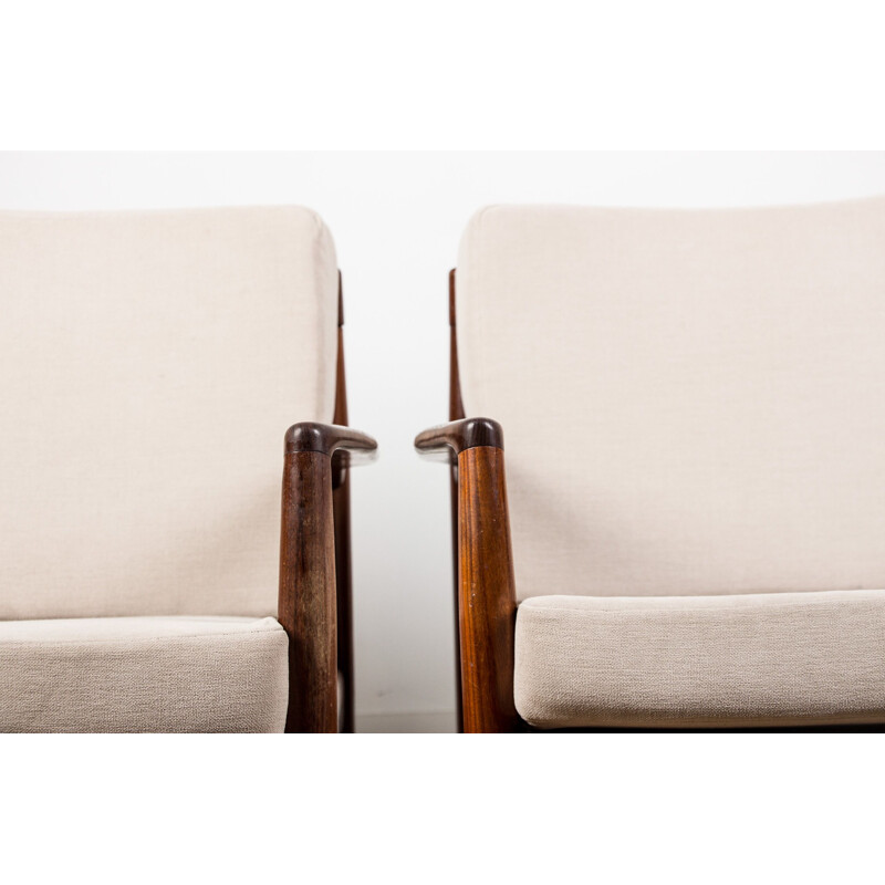 Pair of vintage teak armchairs by Ib Kofod Larsen, Dane 1960