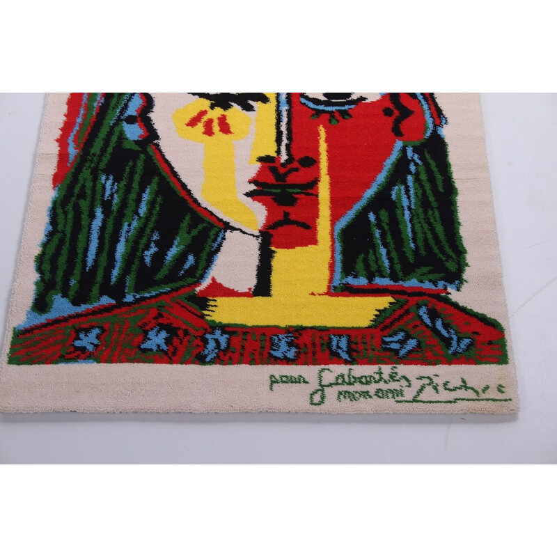 Desenho de tapeçaria em pura lã vintage por Pablo Picasso por Desso, Países Baixos 1962