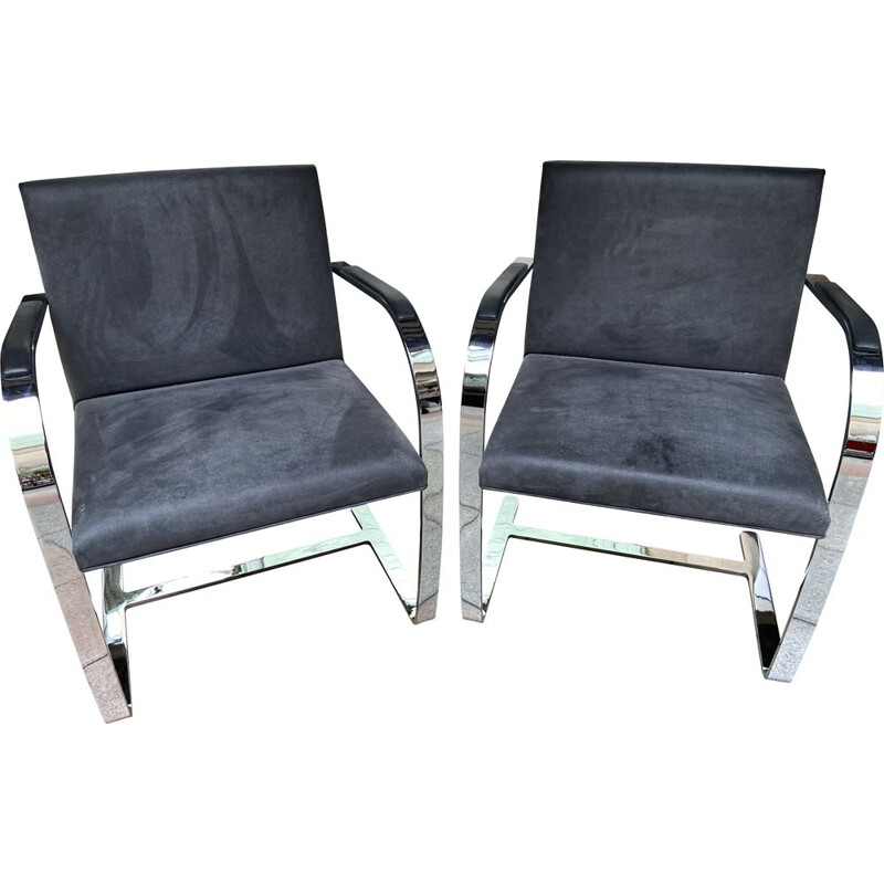 Pair of vintage grey armchairs Mies Van Der Rohe 2000