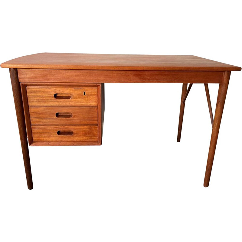 Bureau vintage scandinave en teck Danois 3 tiroirs 1960