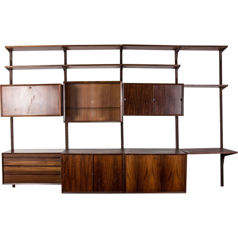 Large modular vintage shelf in Rio Rosewood by Poul Cadovius Danish Poul 1960