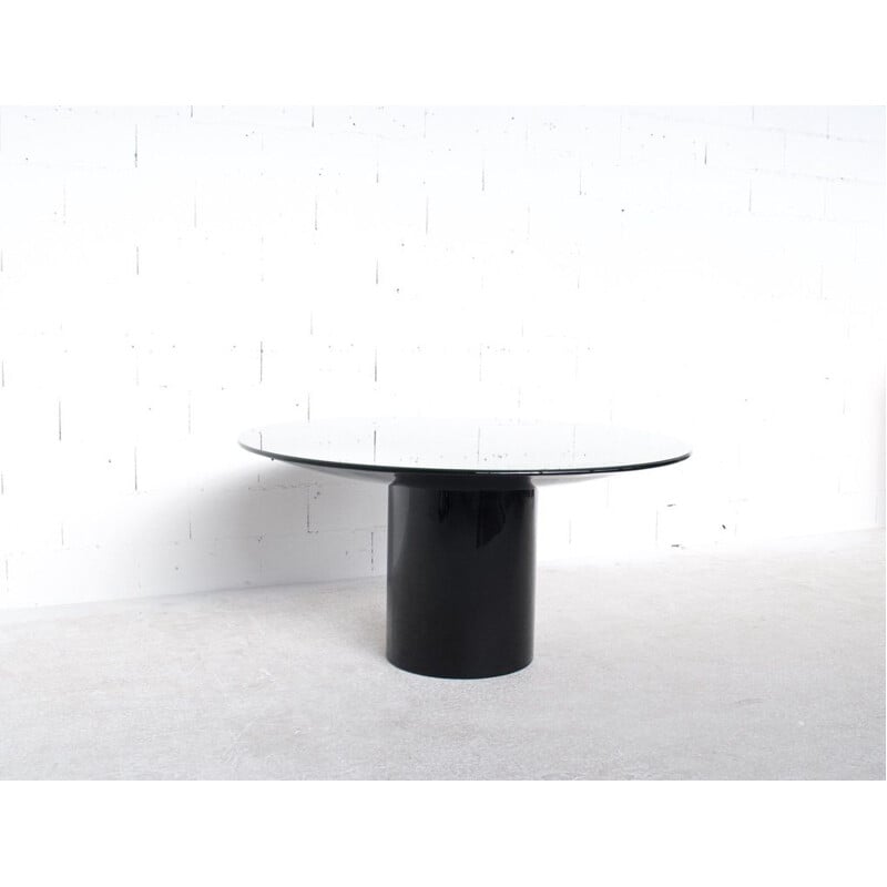 Vintage black lacquered wood dining table Italy 1970