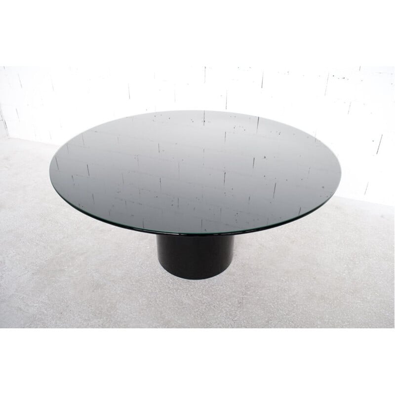 Vintage black lacquered wood dining table Italy 1970