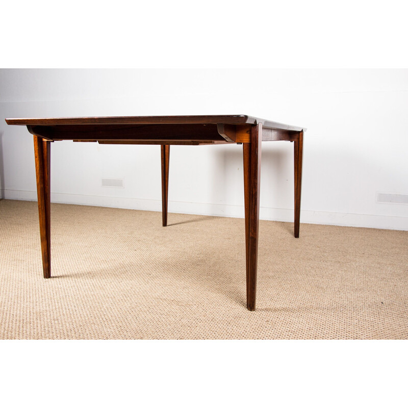 Large vintage extensible table in Rio Rosewood by Henry Rosengren Hansen for Brande Mobelindustri Danoise 1960