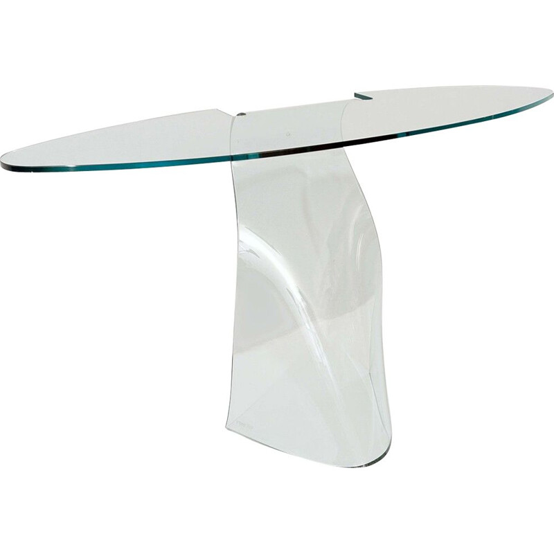 Vintage 'Dama' bent glass console by Makio Hasuike for FIAM, Italy