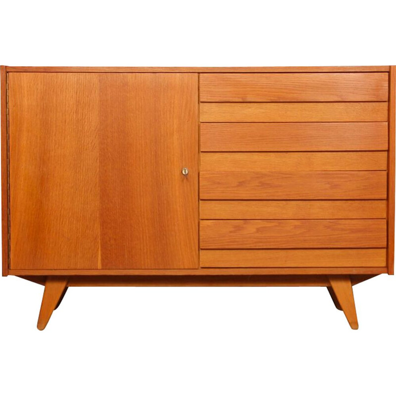 Vintage wooden chest of drawers with 4 drawers by Jiri Jiroutek, 1960