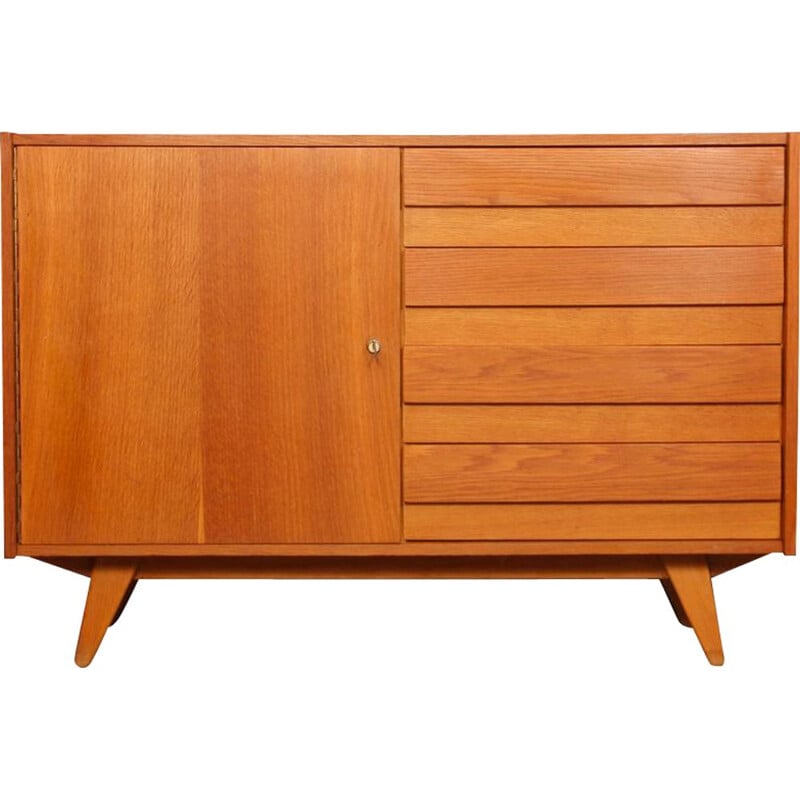 Vintage wooden chest of drawers with 4 drawers by Jiri Jiroutek, 1960