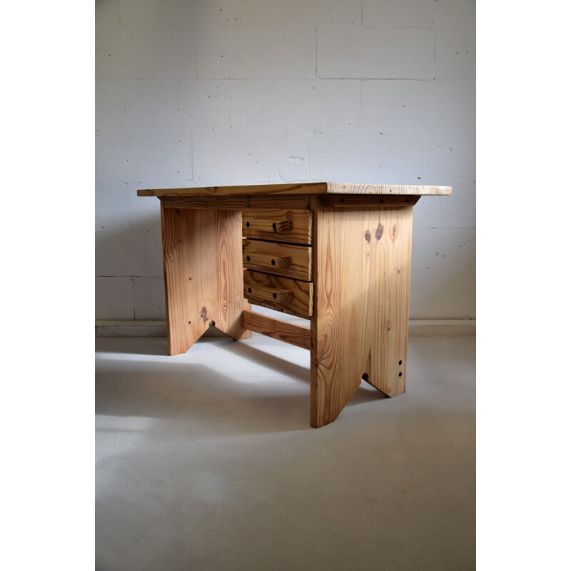 Bureau vintage en pin 1960