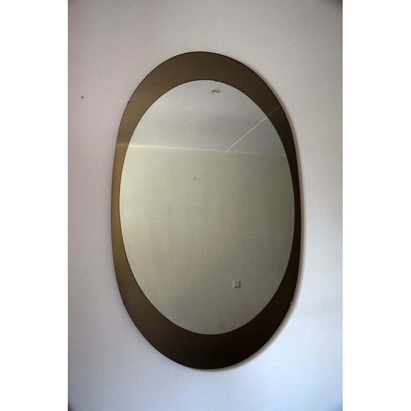 Espejo oval vintage de Cristal Arte, Italia 1960