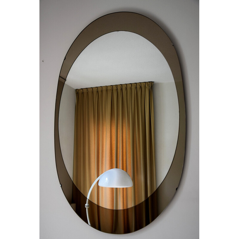 Vintage oval mirror by Cristal Arte, Italy 1960