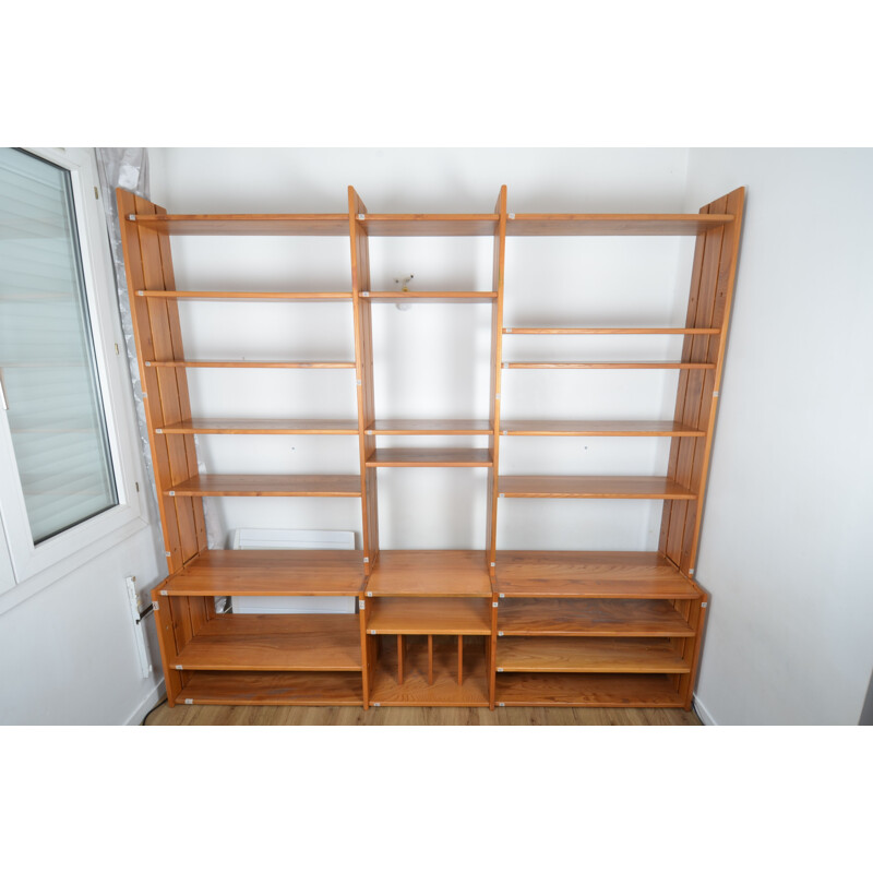 Vintage bookcase shelves Regain Pierre Chapo 1970