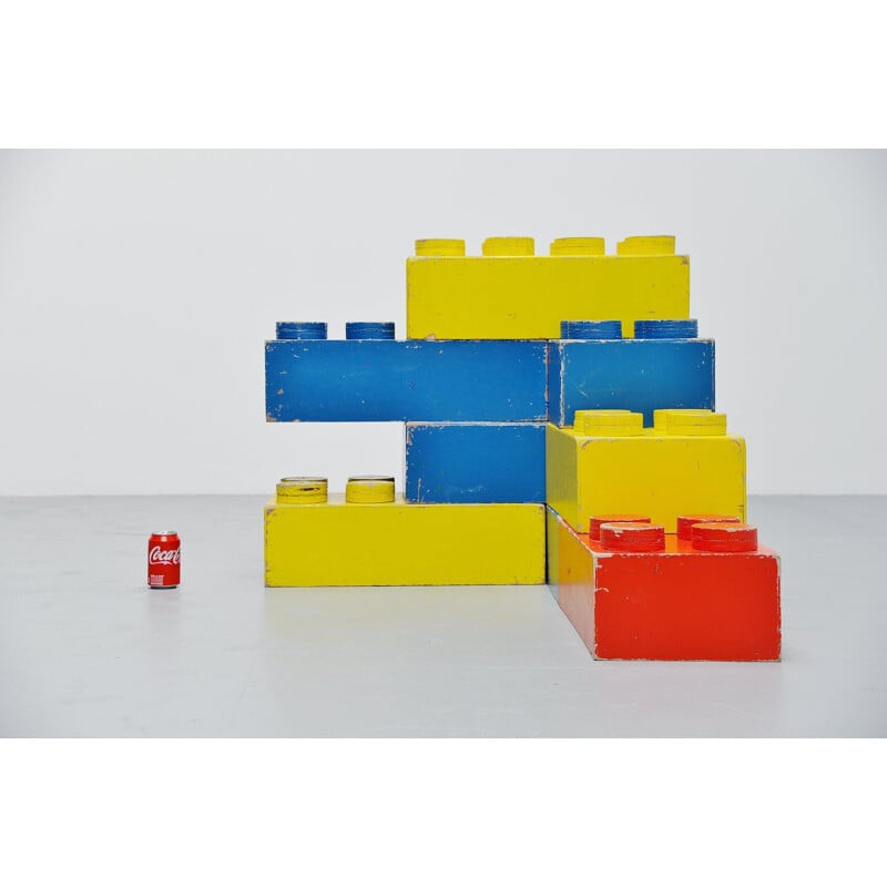 8 Grands cubes Lego vintage décoratifs Hollande 1960