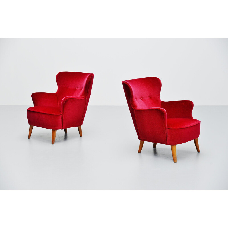 Pair of vintage Theo Ruth lounge chairs Artifort 1955