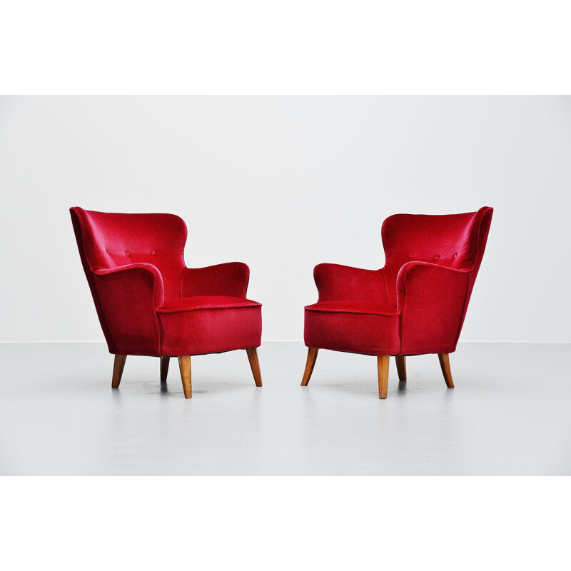 Pair of vintage Theo Ruth lounge chairs Artifort 1955