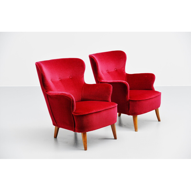 Pair of vintage Theo Ruth lounge chairs Artifort 1955