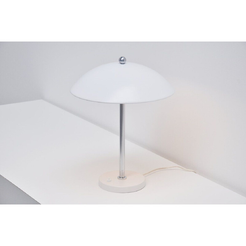 Lampe de table vintage blanche Gispen Wim Rietveld champignon 1950