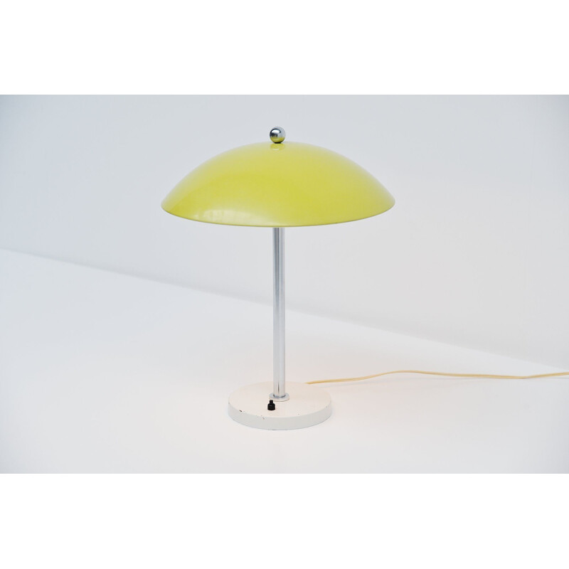 Lampe de table vintage jaune Gispen Wim Rietveld champignon 1950