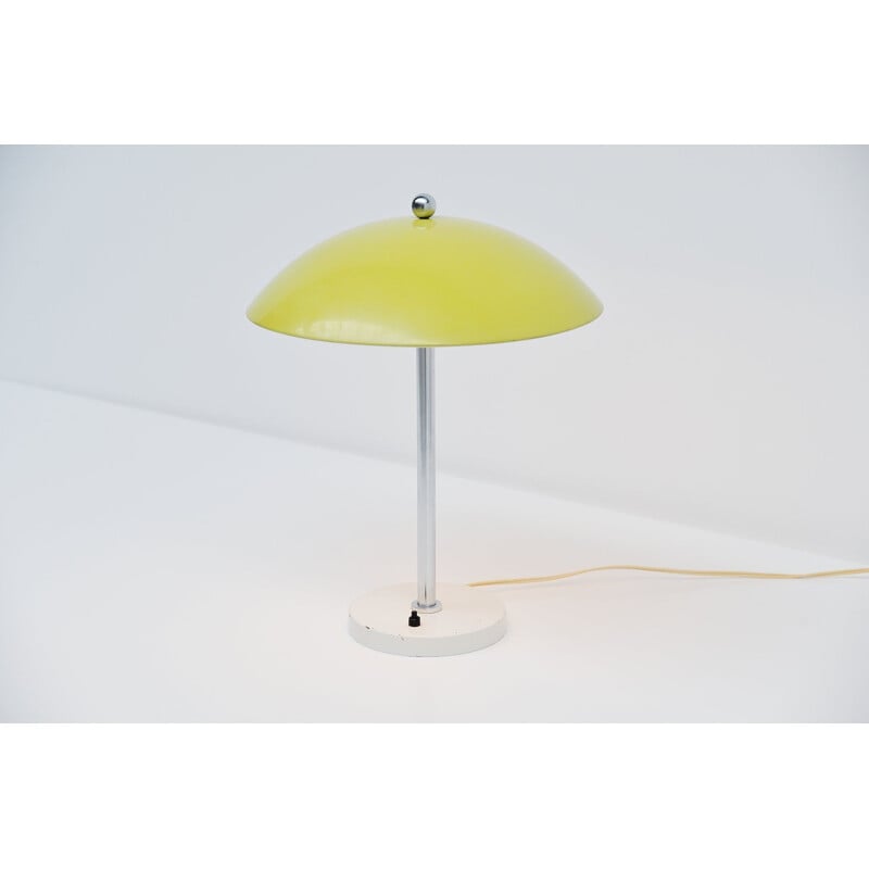 Vintage table lamp yellow Gispen  Wim Rietveld mushroom 1950