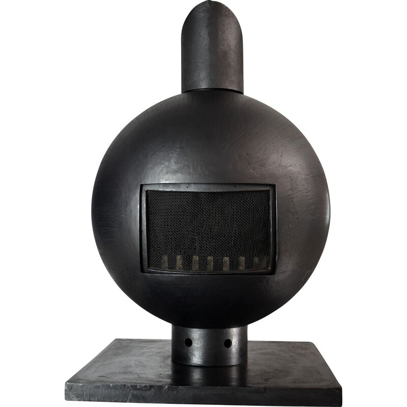 Mid-Century Brutalist Spherical Wrought Iron Fireplace