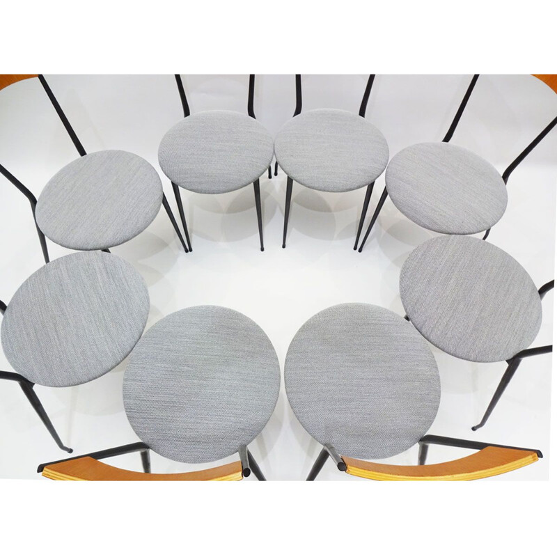 Vintage Conran dining set in glass, metal and fabric 1980s