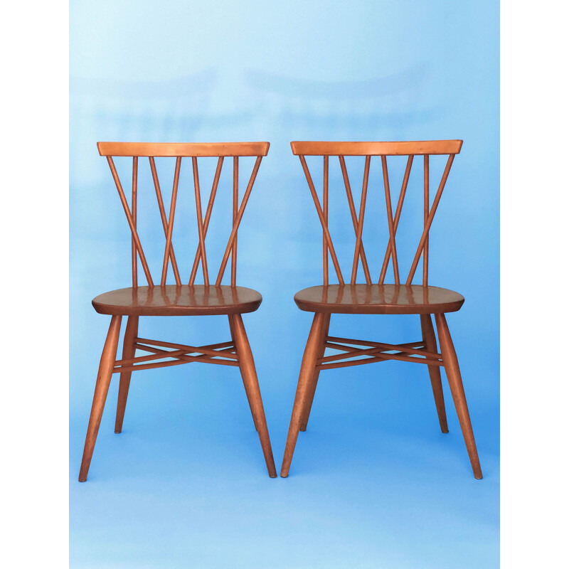 Pair of vintage Candlestick Chairs by Lucian Ercolani for Ercol 1969