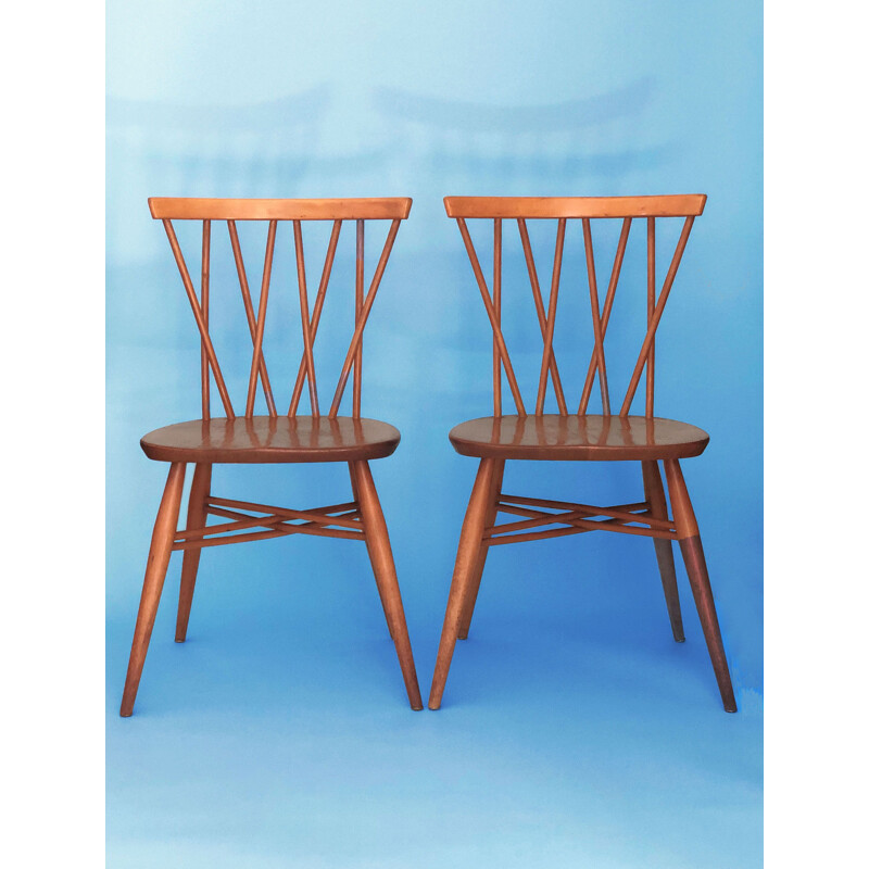 Pair of vintage Candlestick Chairs by Lucian Ercolani for Ercol 1969