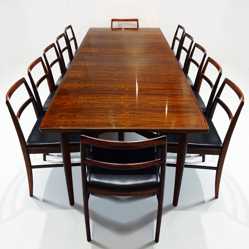Mid century model 201 extending dining table with 12 model 430 chairs Arne Vodder Danish