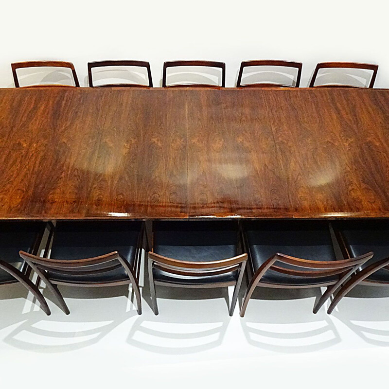 Mid century model 201 extending dining table with 12 model 430 chairs Arne Vodder Danish