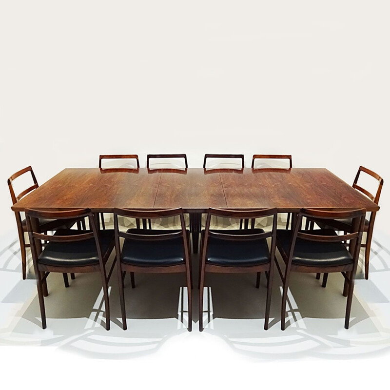 Mid century model 201 extending dining table with 12 model 430 chairs Arne Vodder Danish