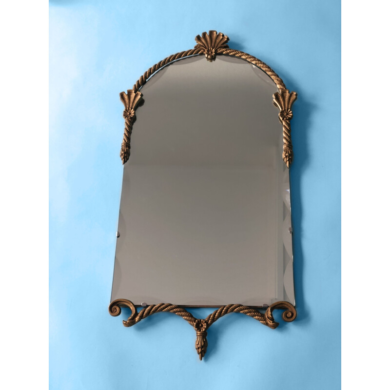 Mid-Century Brass  Facet Cut Mirror