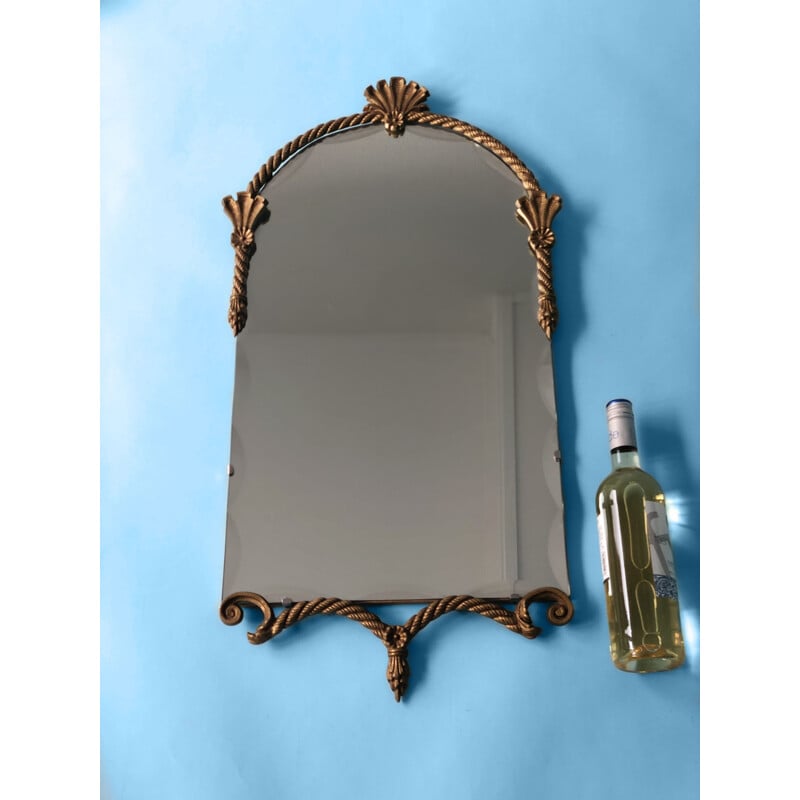 Mid-Century Brass  Facet Cut Mirror