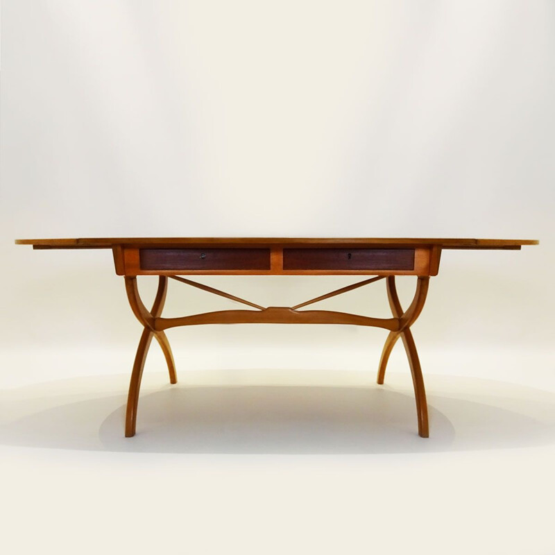 Mid Century Beech and Teak drop leaf desk  Børge Mogensen Danish 1957