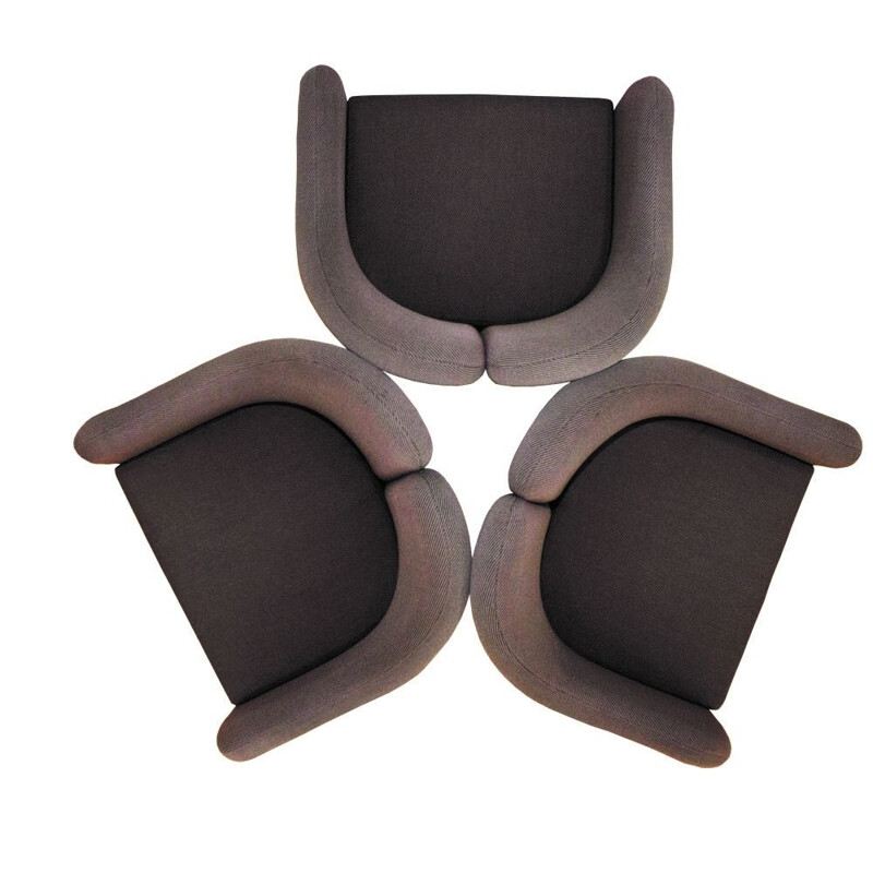 Set of 3 vintage PS 142 Club Chairs by Eugenio Gerli for Tecno, Italy, 1970s