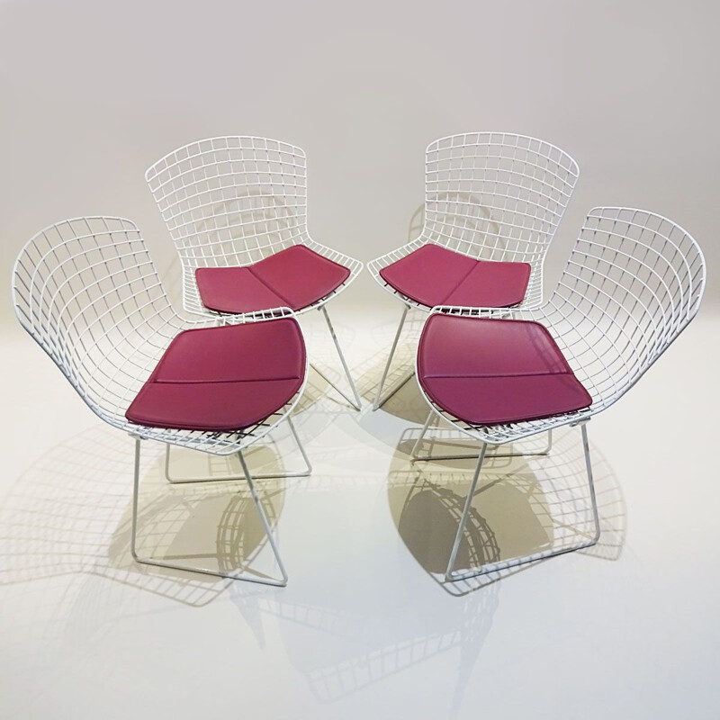 Table de salle à manger vintage en tulipe de marbre et chaises en fil de fer Bertoia Eero Saarinen Knoll Studio 1950