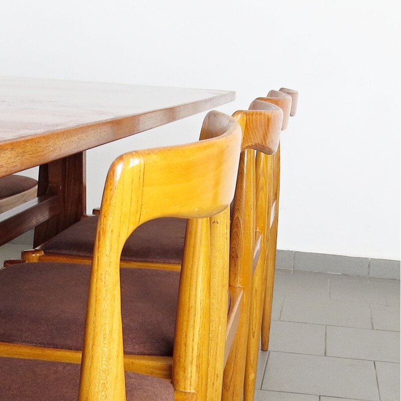 Ensemble de table à manger et 8 chaises vintage Tchécoslovaquie 1960