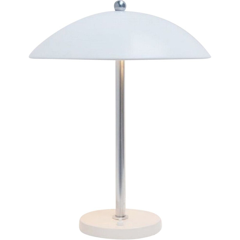 Lampe de table vintage blanche Gispen Wim Rietveld champignon 1950