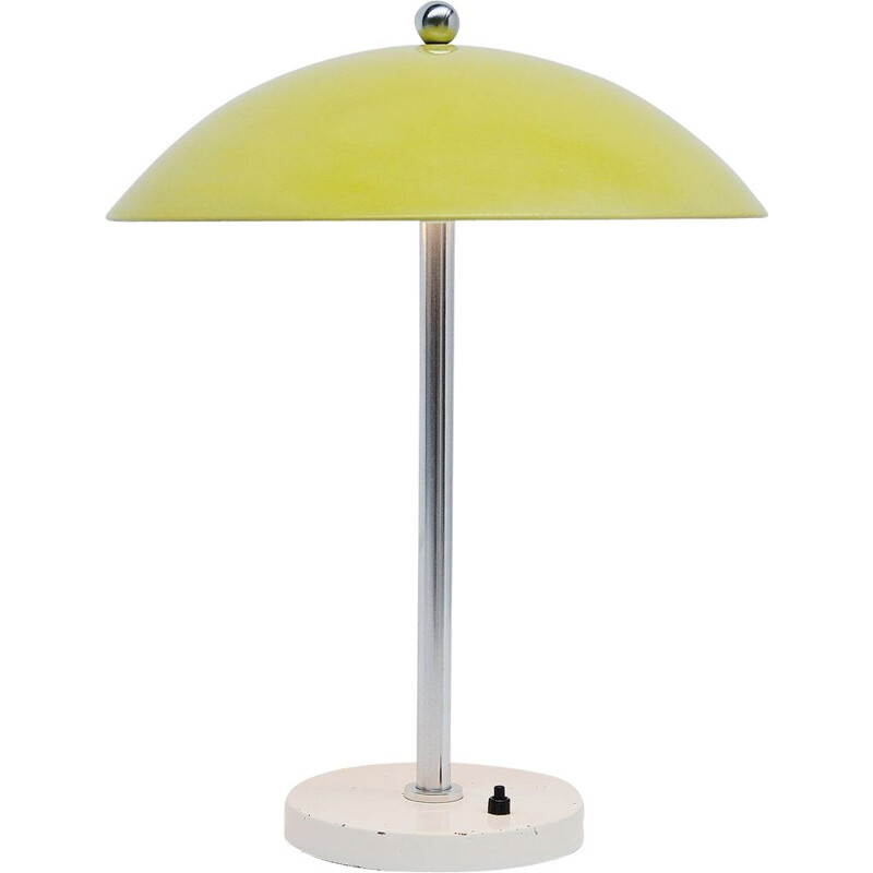 Vintage table lamp yellow Gispen  Wim Rietveld mushroom 1950