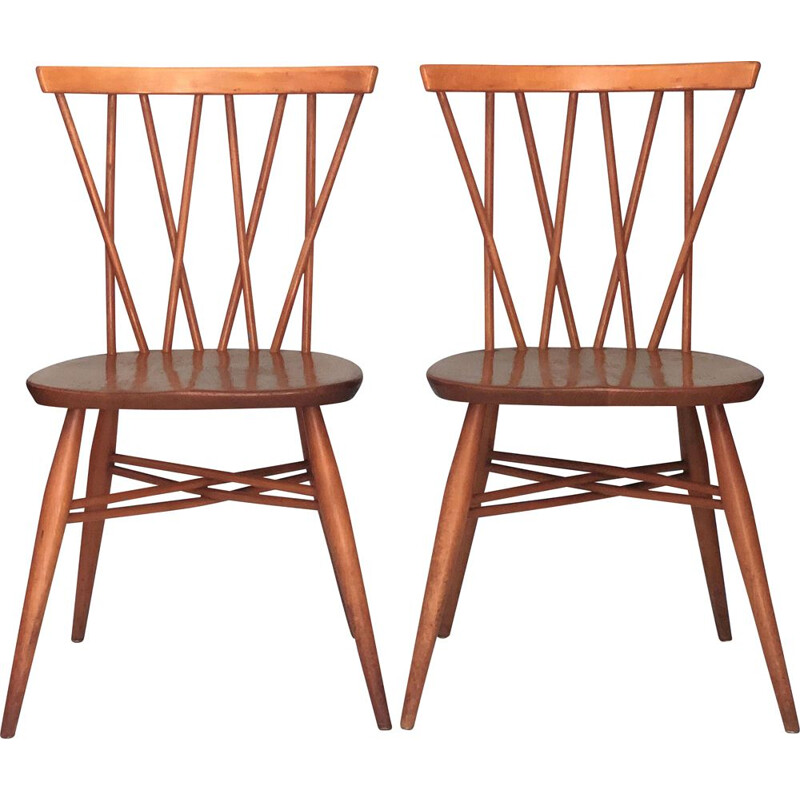 Pair of vintage Candlestick Chairs by Lucian Ercolani for Ercol 1969