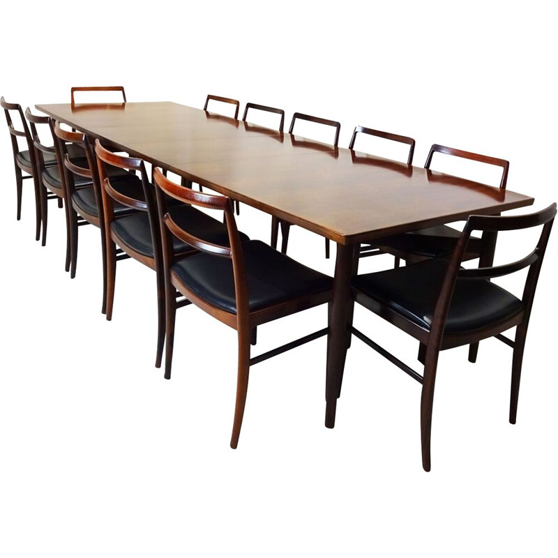 Mid century model 201 extending dining table with 12 model 430 chairs Arne Vodder Danish