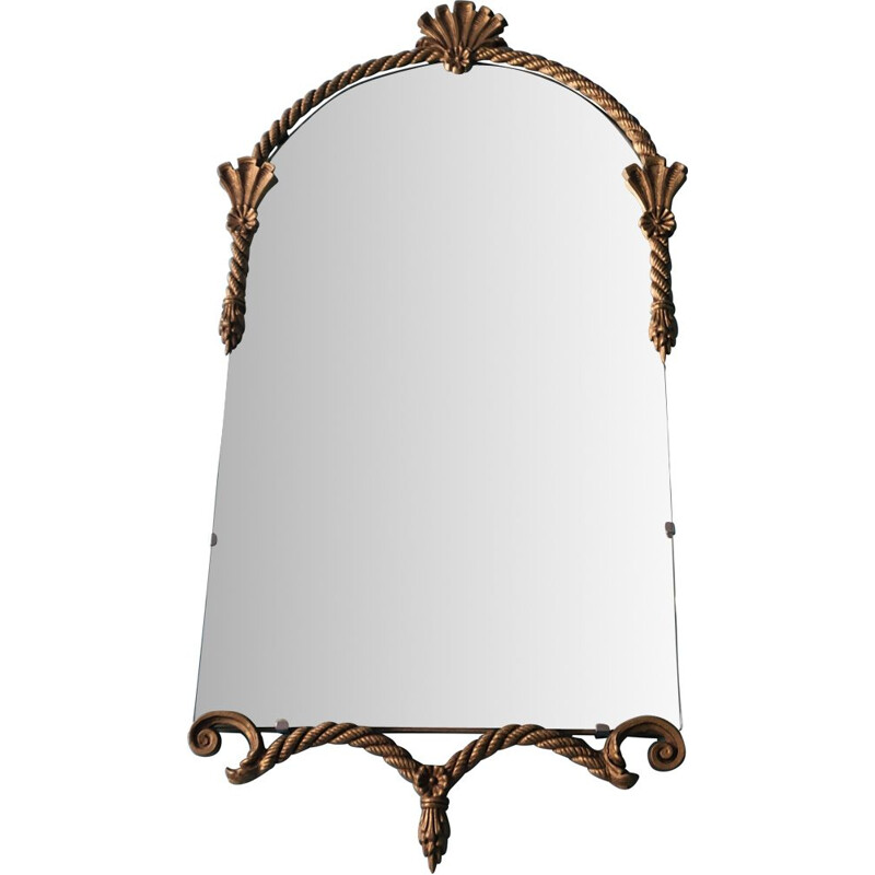Mid-Century Brass  Facet Cut Mirror