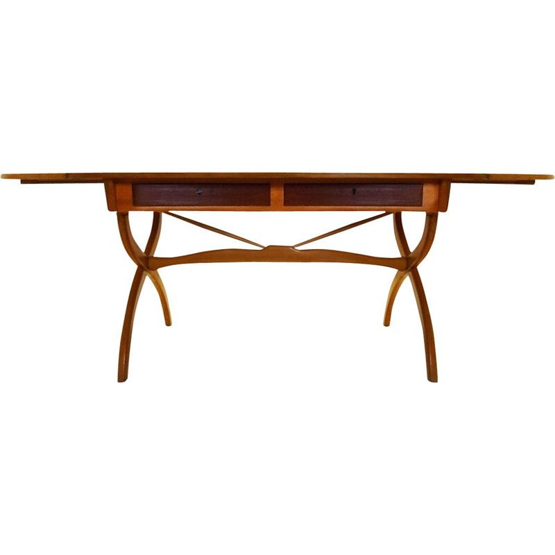 Mid Century Beech and Teak drop leaf desk  Børge Mogensen Danish 1957