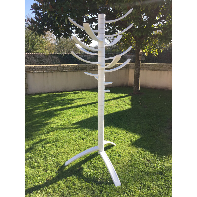 Large Vintage Sculptured Coat Hanger "RENNA" in white lacquered wood by Bruce Tippett for Gavina 1960