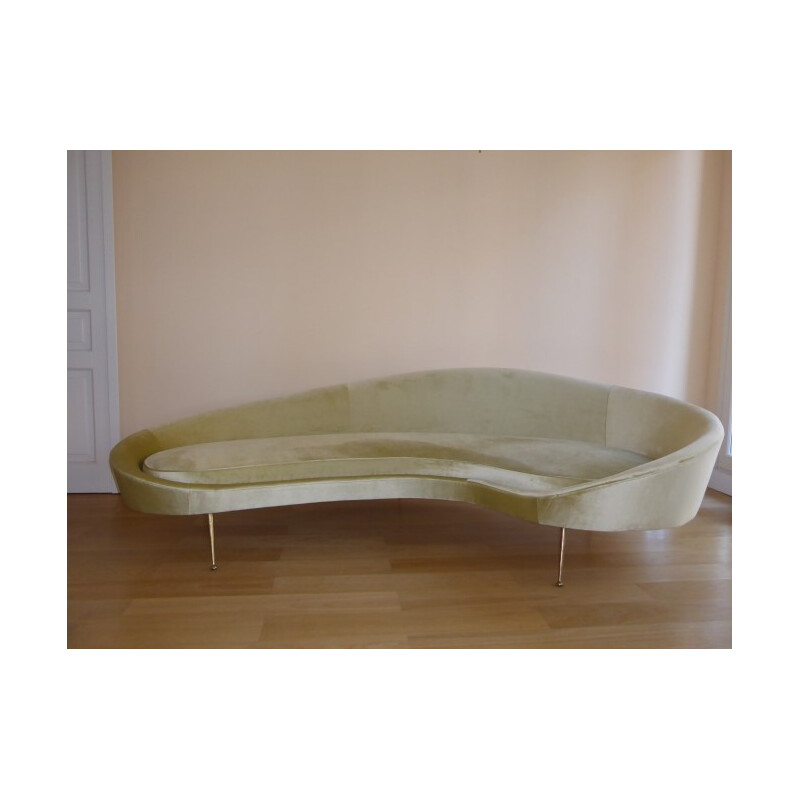 Italian sofa in brass an velvet - 1950s
